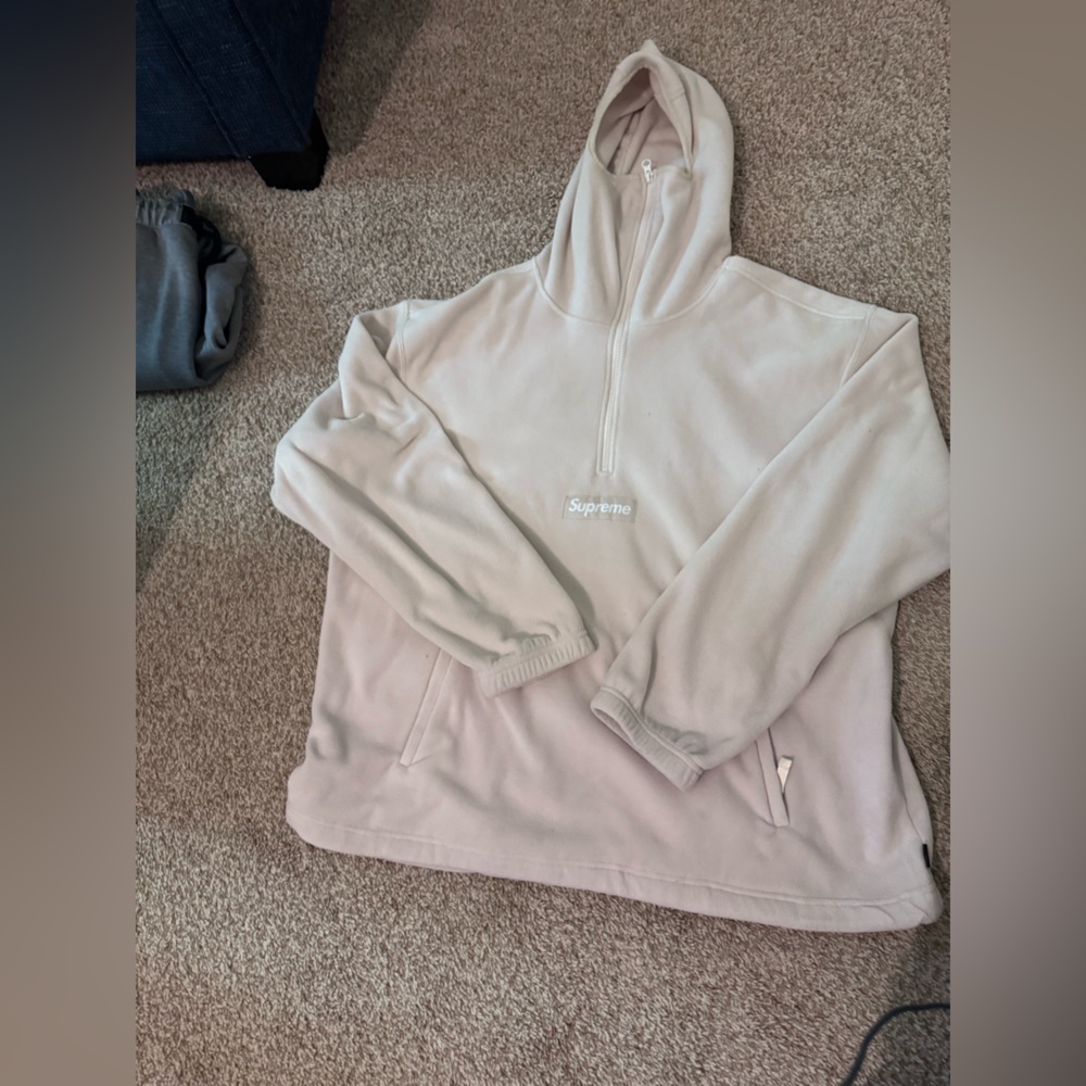 Supreme Cream Faecmask Half-Zip Hoodie